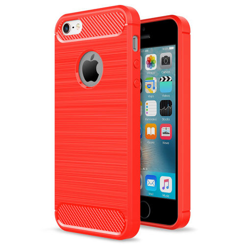 Flexi Slim Carbon Fibre Case for Apple iPhone 5 / 5s / SE (1st Gen) - Brushed Red